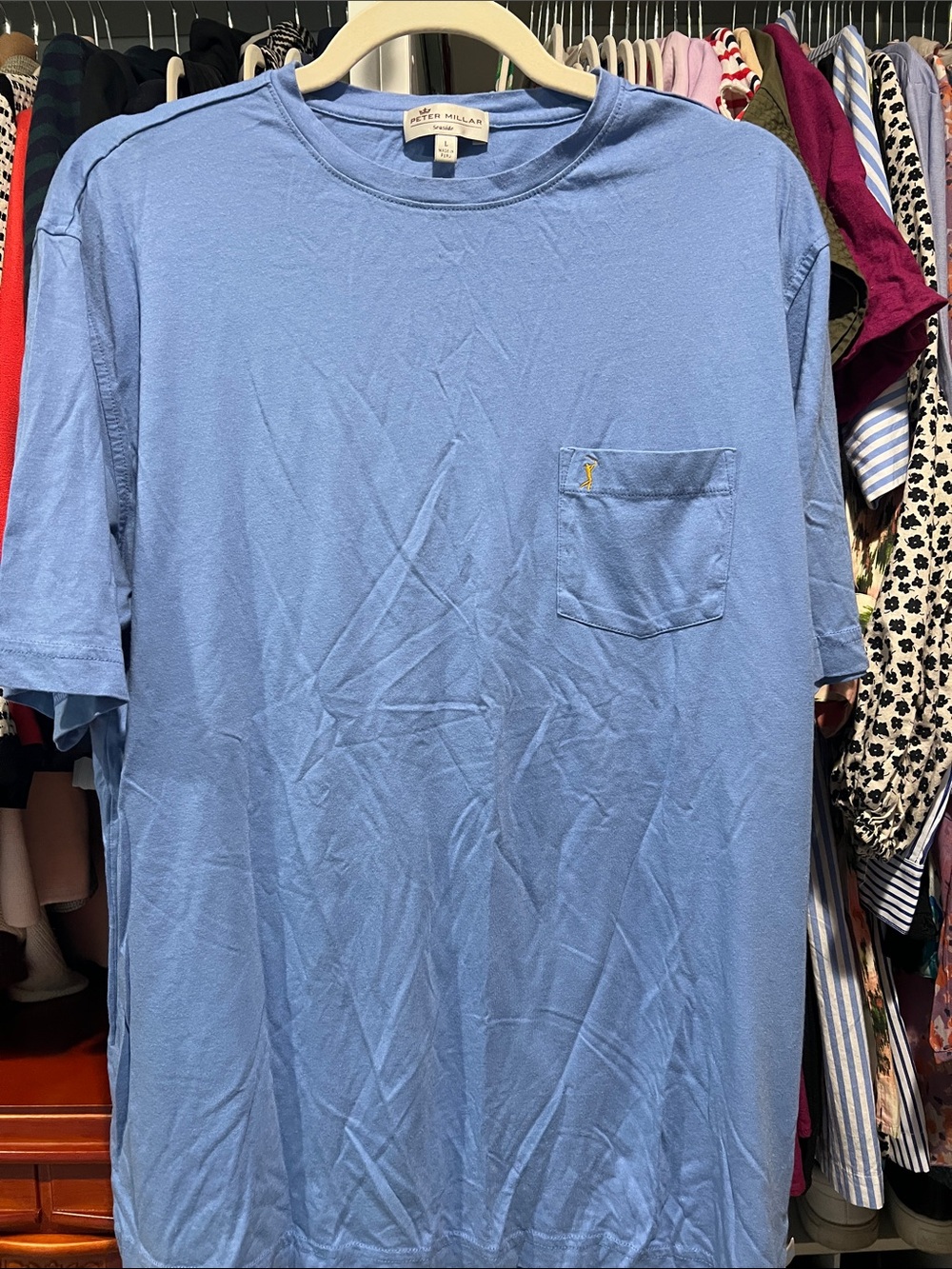 Peter Millar Sky Blue Short Sleeve Pocket Tee